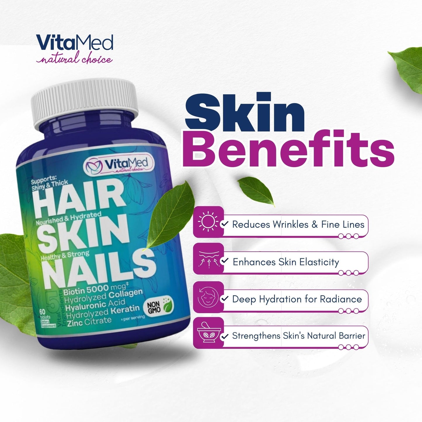 VitaMed Hair Skin and Nails Vitamins Tablet, 60 Tablets