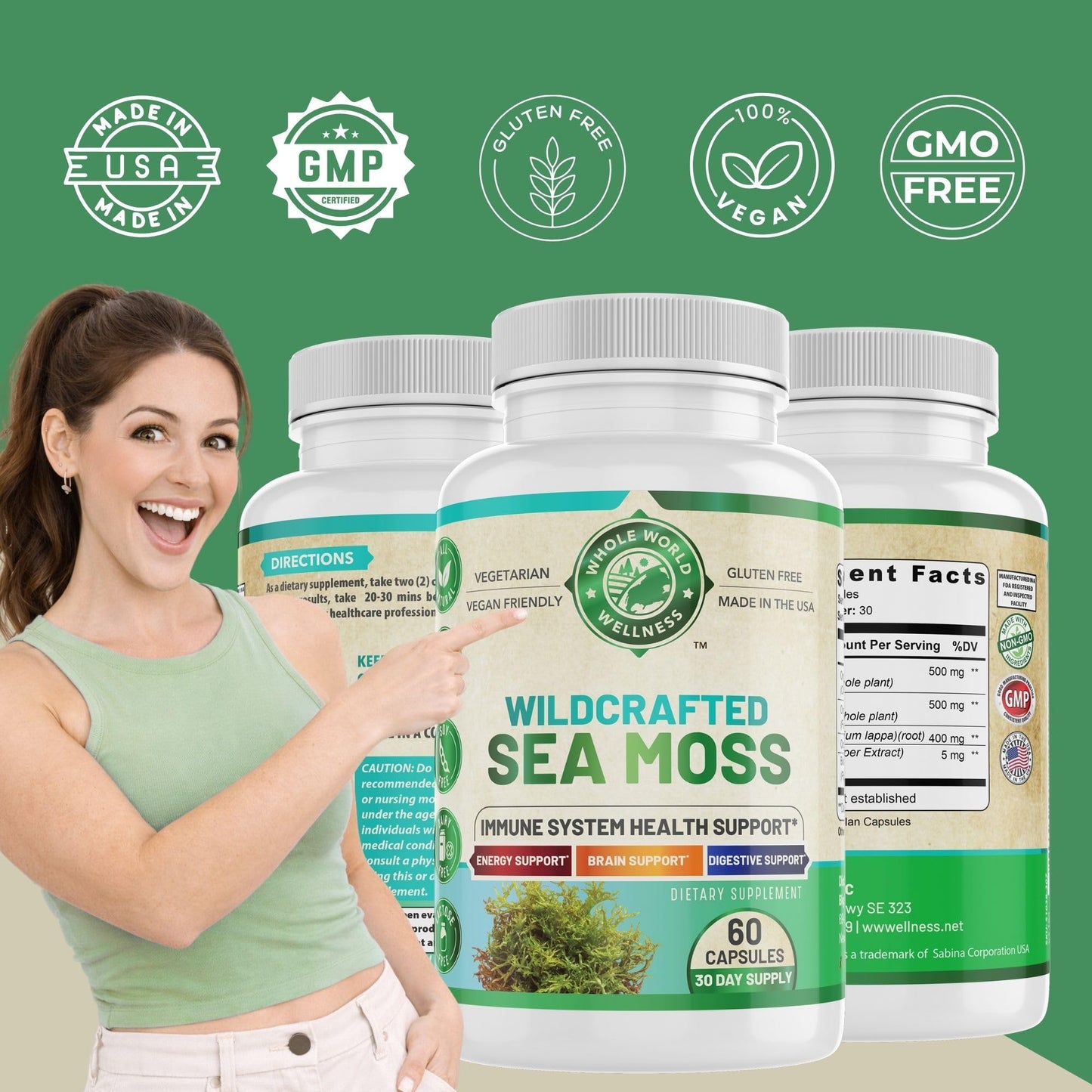 WHOLE WORLD WELLNESS Organic Sea Moss Capsule 60 Capsules