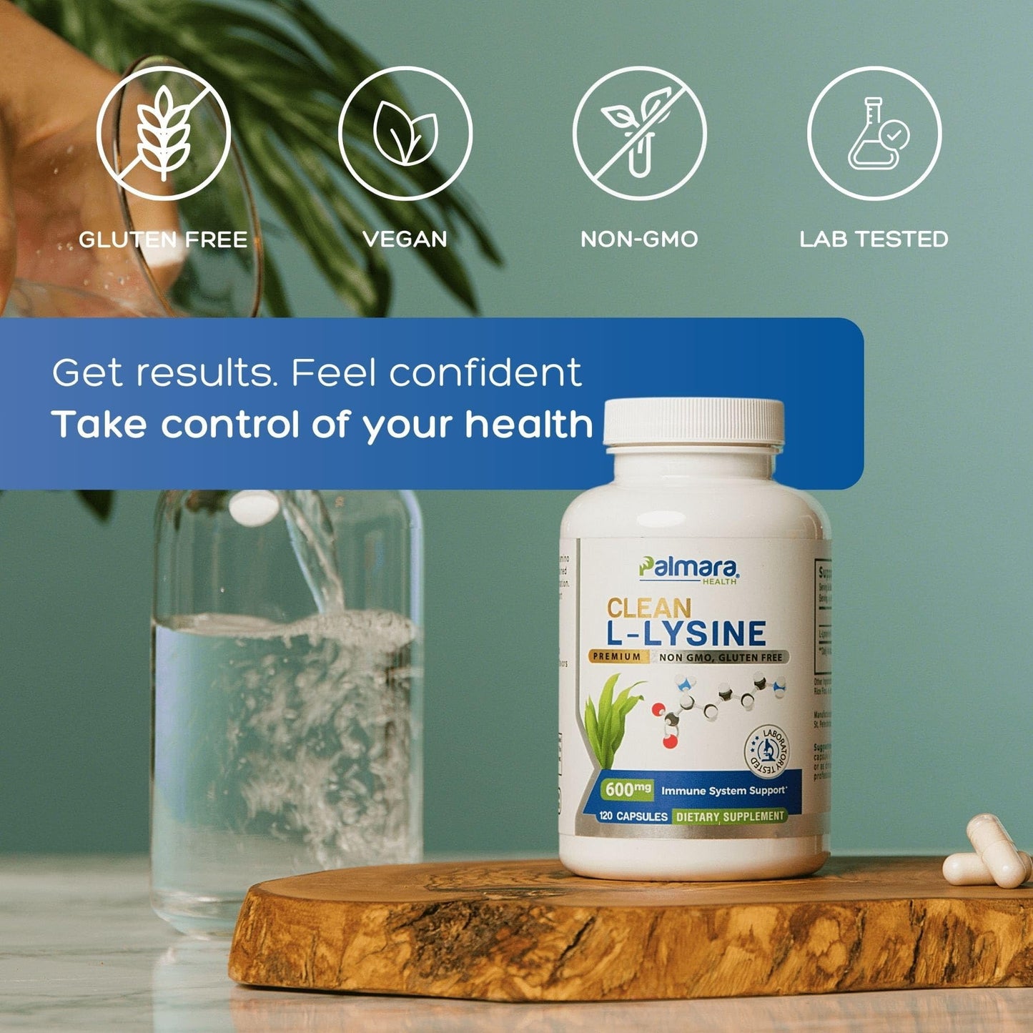 Palmara Health Clean L-Lysine 600mg Capsules, 120 Count