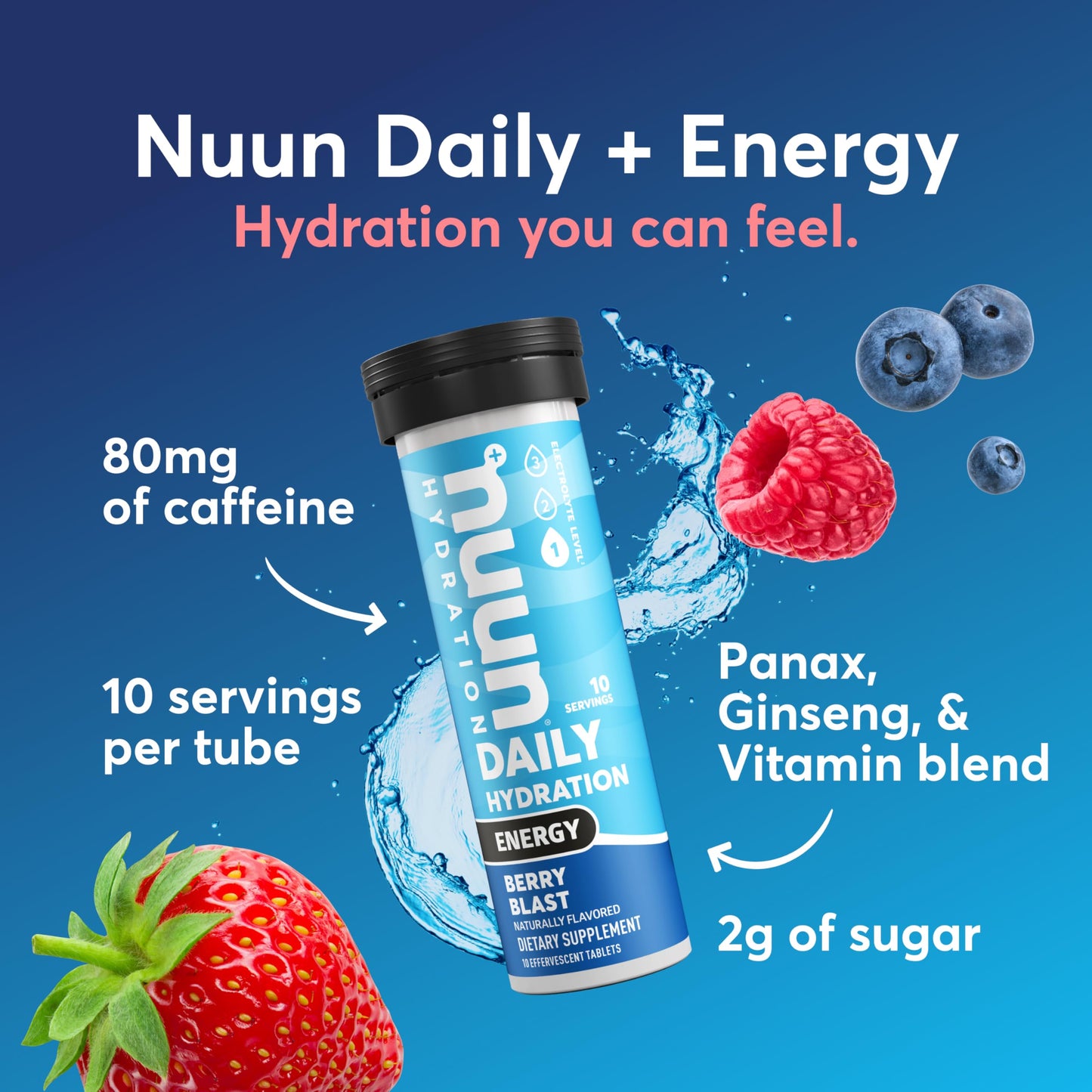 Nuun Energy Electrolyte Tablets Berry Blast, 80 Tablets