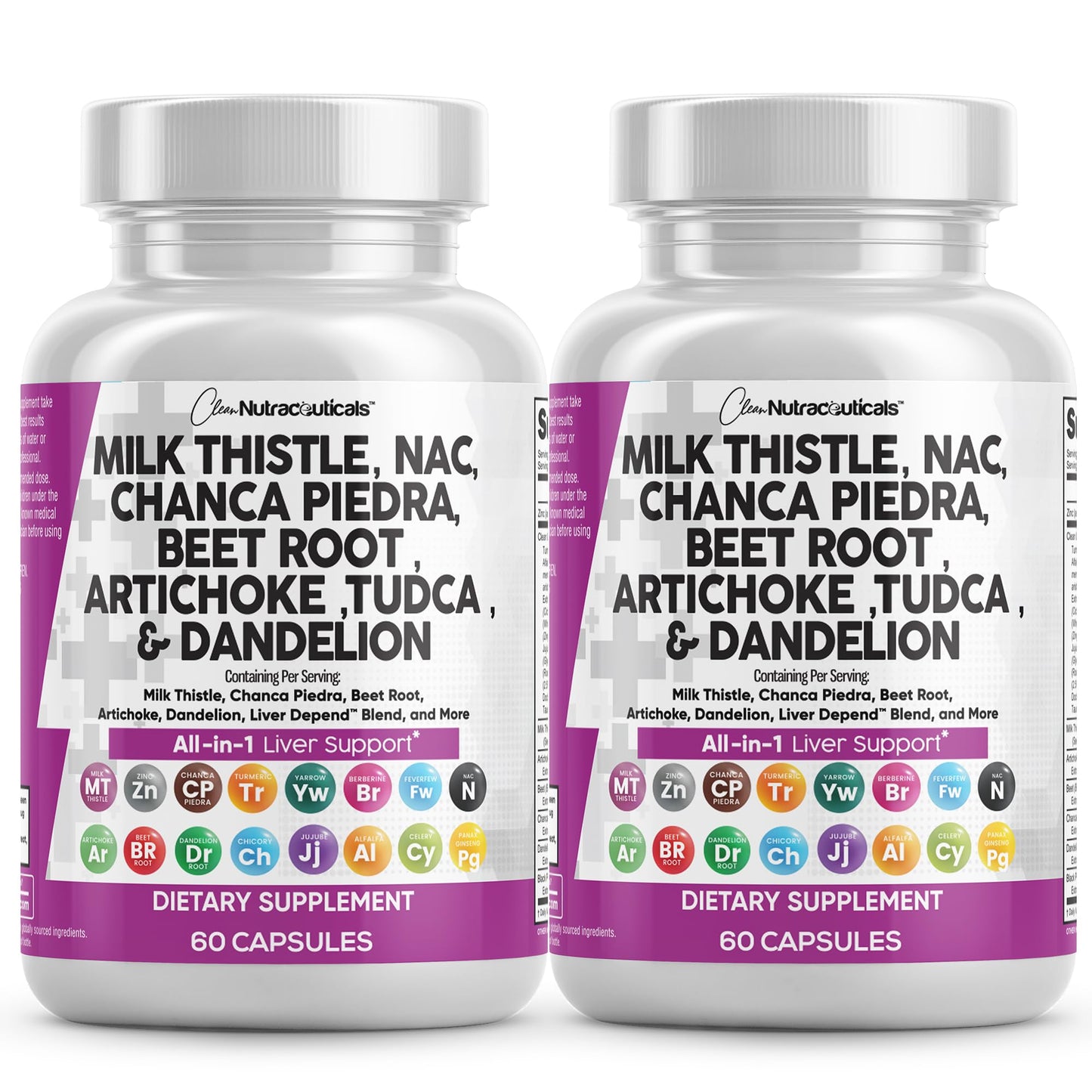 Clean Nutraceuticals Liver Cleanse Herbal Supplement with Milk Thistle, NAC, Chanca Piedra, Beet Root, Artichoke, Astragalus, Dandelion Root, TUDCA, Choline & Ginger, 60 Capsules