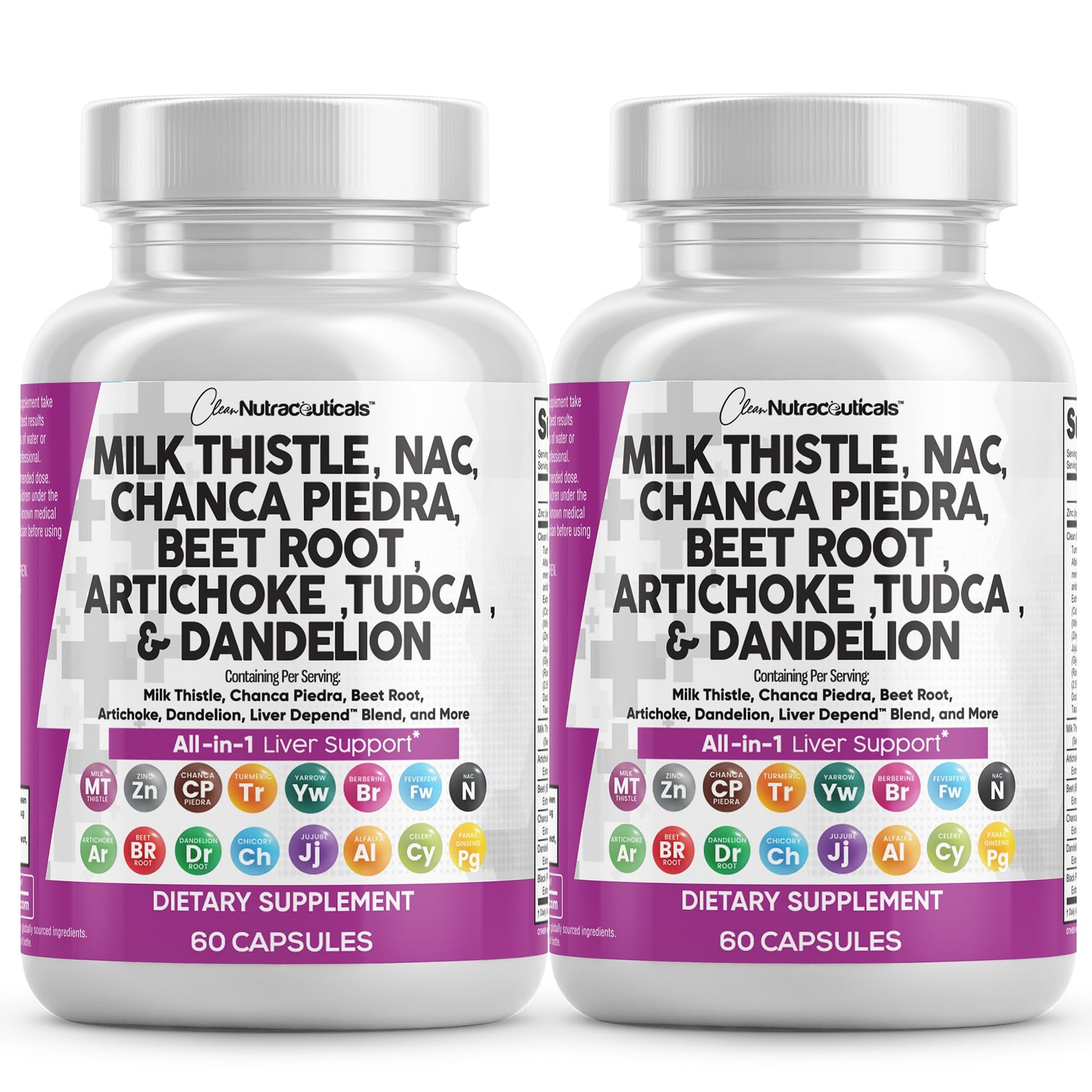Clean Nutraceuticals Liver Cleanse Herbal Supplement with Milk Thistle, NAC, Chanca Piedra, Beet Root, Artichoke, Astragalus, Dandelion Root, TUDCA, Choline & Ginger, 60 Capsules