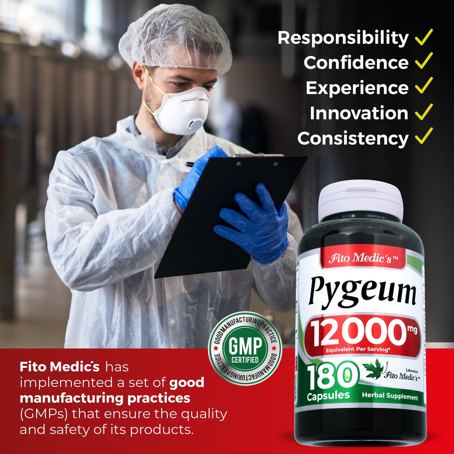 FITO MEDIC'S Pygeum Supplement, 180 Capsules
