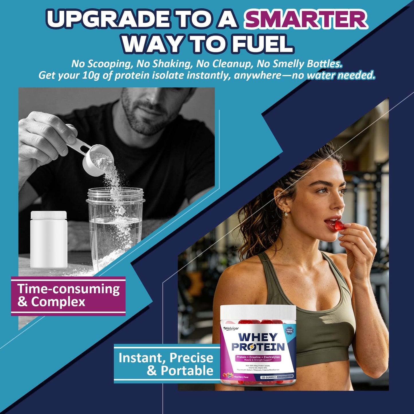 Welvigor 3-in-1 Whey Protein Gummies, 120 Gummies