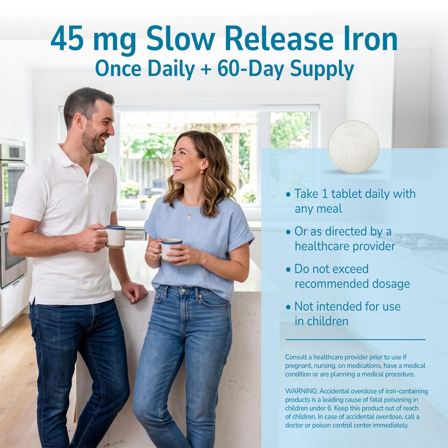 21st Century Slow Release Iron 45mg Tablets, 60 Count
