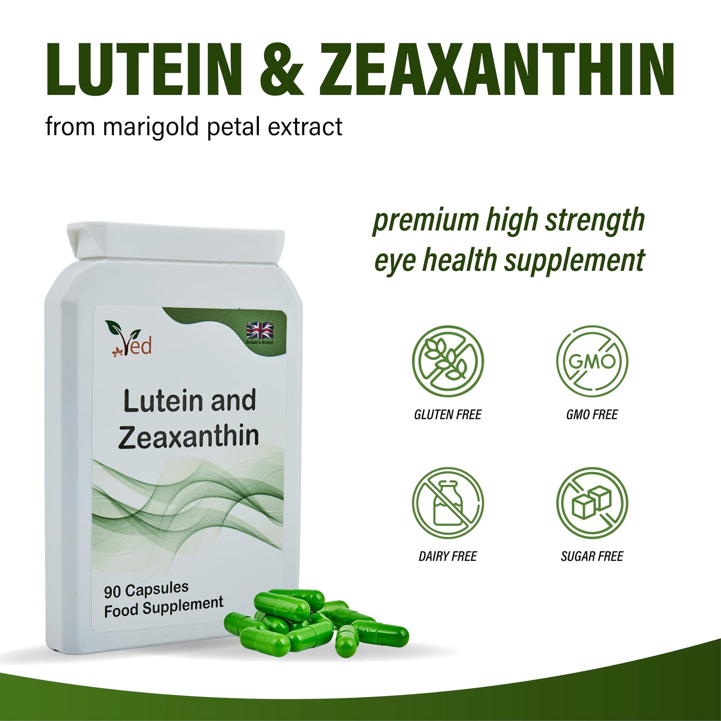 Ved Lutein 40mg with Zeaxanthin 2mg Micro-Encapsulated Marigold Extract Capsule 90 Count