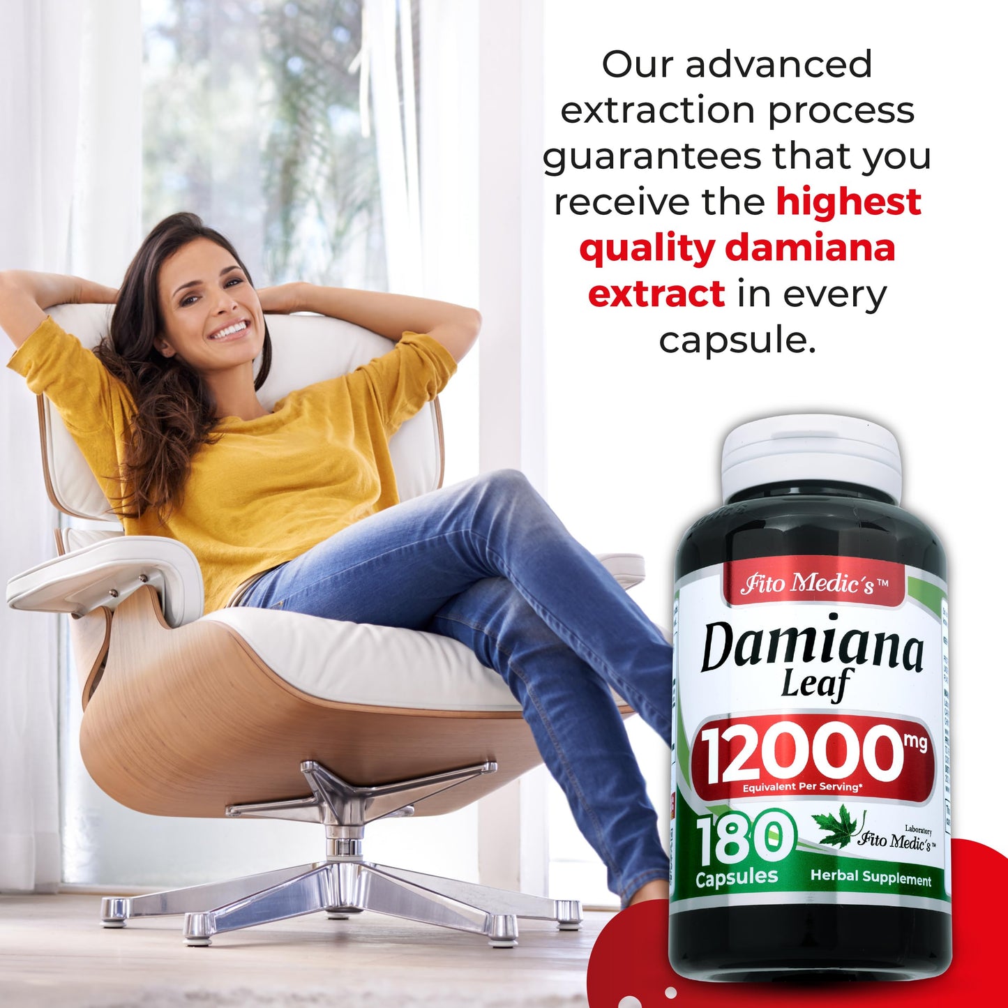 FITO MEDIC'S Damiana Leaf Capsules 180 Count