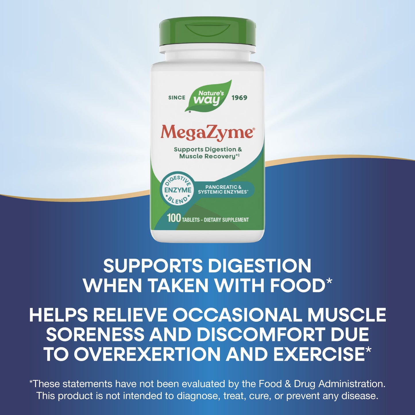 Nature's Way Mega-Zyme Pancreatic & Systemic Enzymes 100 Tablets