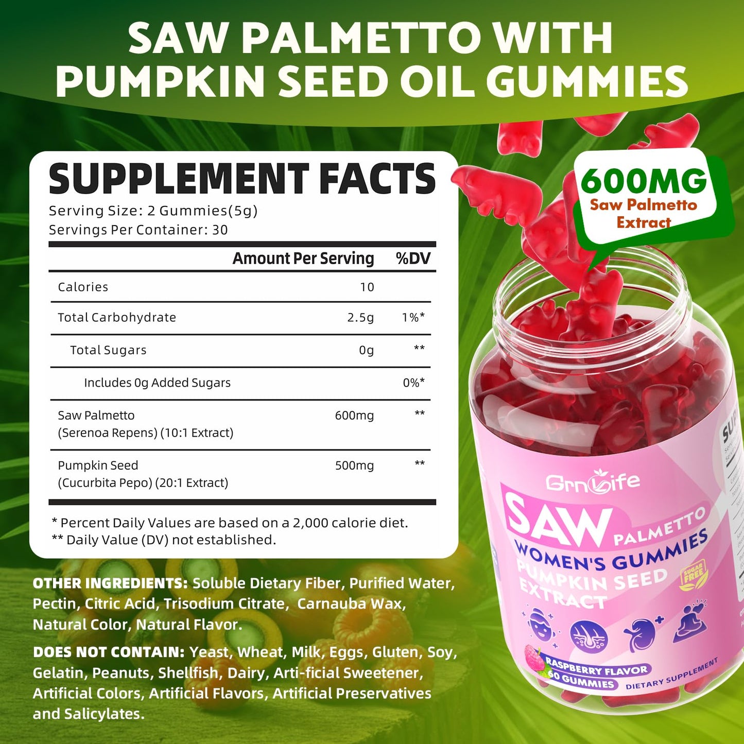 GrnLife Saw Palmetto Gummies, 120 Count