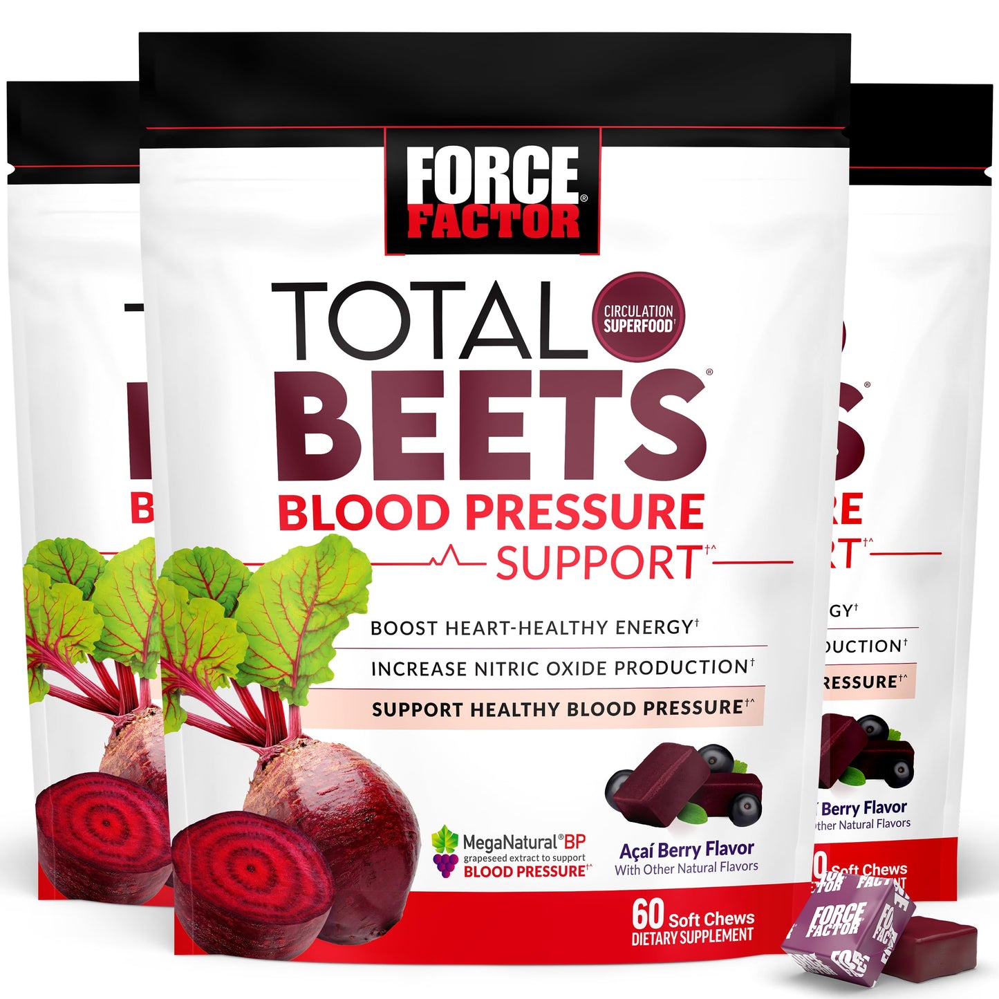 Force Factor Total Beets Blood Pressure Support Soft Chews 180