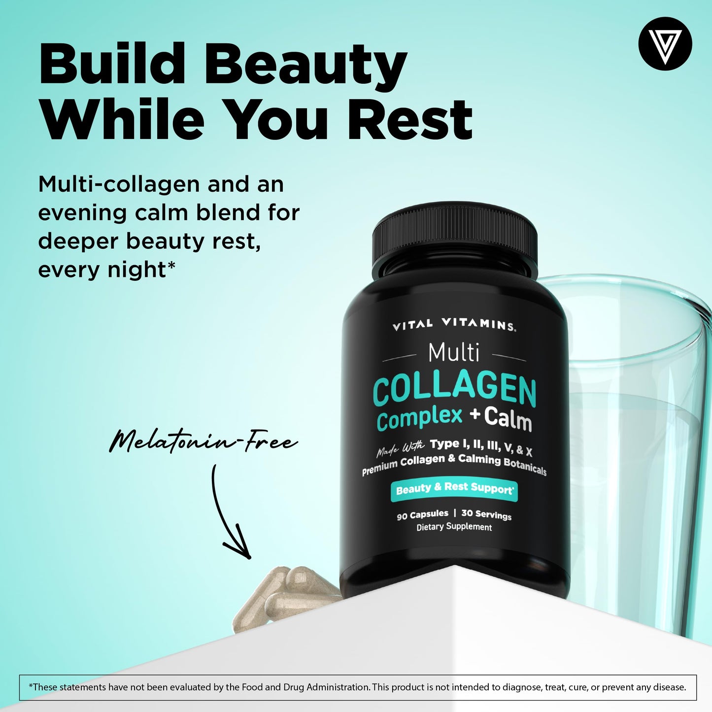 Vital Vitamins Multi Collagen Complex + Calm with Ashwagandha Capsules, 90 Count