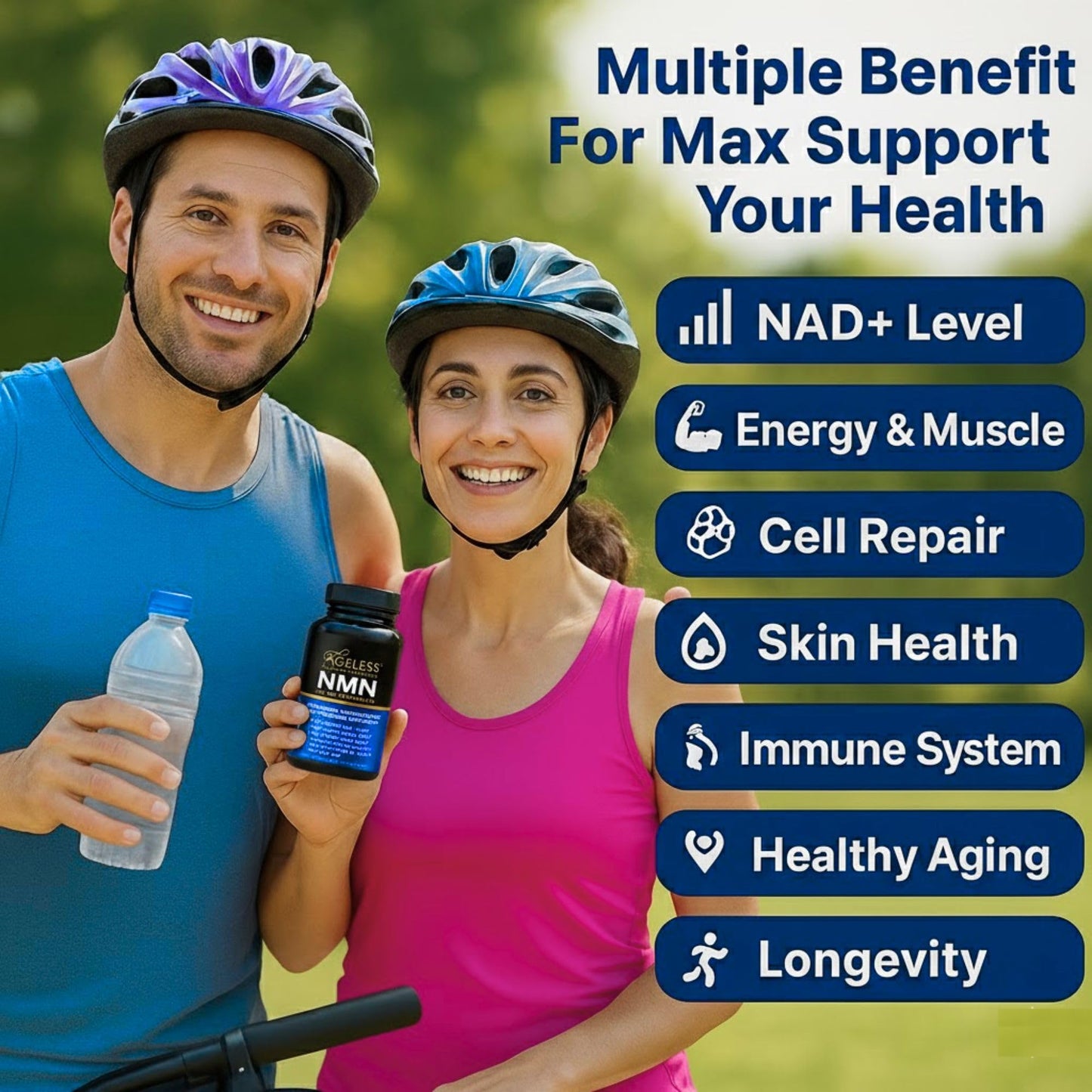 Ageless Foundation Laboratories NMN Supplement 500mg For Women & Men, Capsule, 90 Capsules