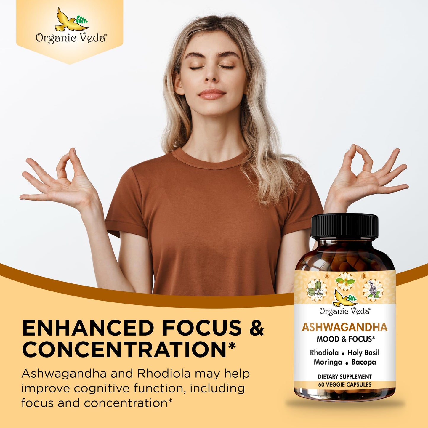 Organic Veda Ashwagandha Mood Support Tablet, 60 Count