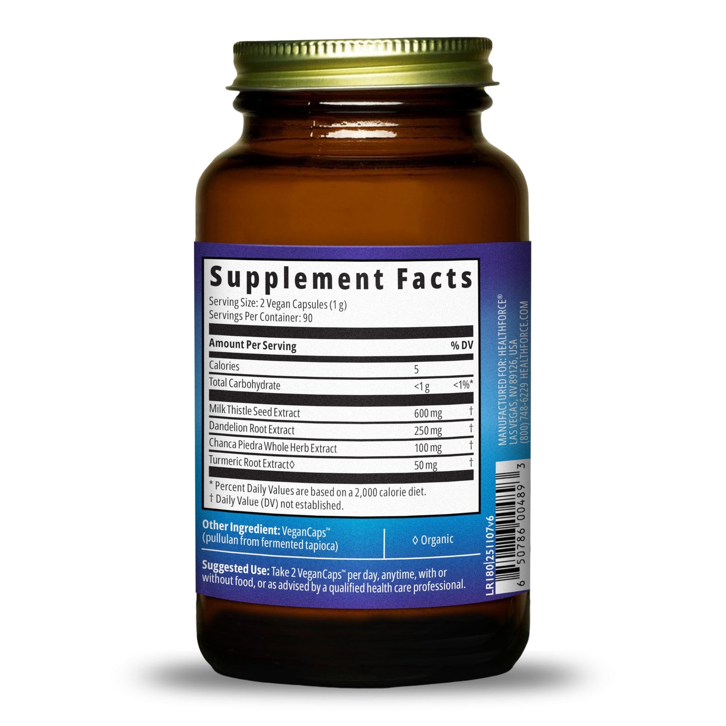 HEALTHFORCE SUPERFOODS Liver Rescue - Natural Liver Cleanse - with Milk Thistle & Dandelion Root - Gluten-Free & Vegan - 180 Capsules