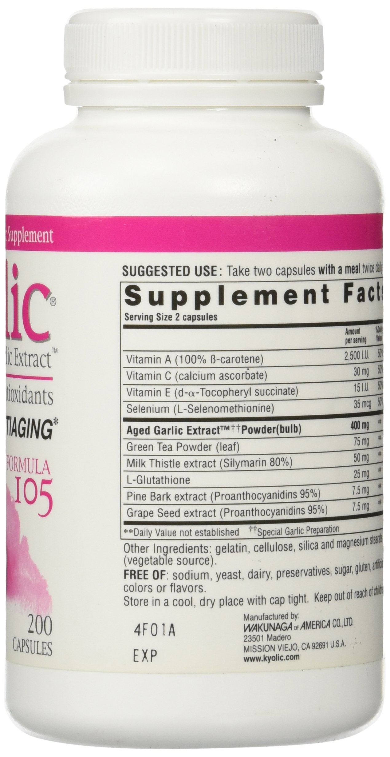 Kyolic Garlic Formula 105 Detox & Anti-Aging 200 Capsules