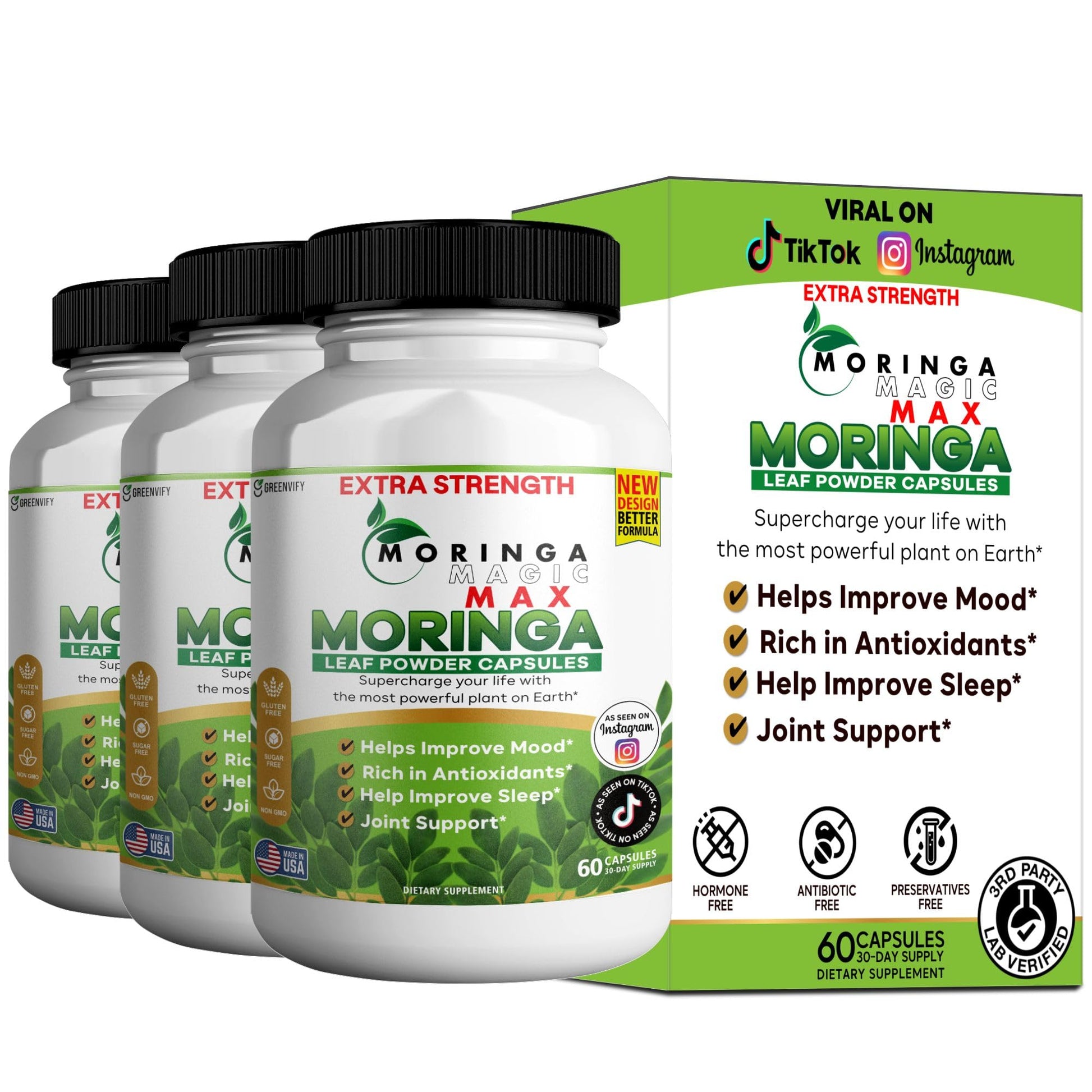 GREENVIFY Moringa Magic Max Extra Strength 180 Capsules