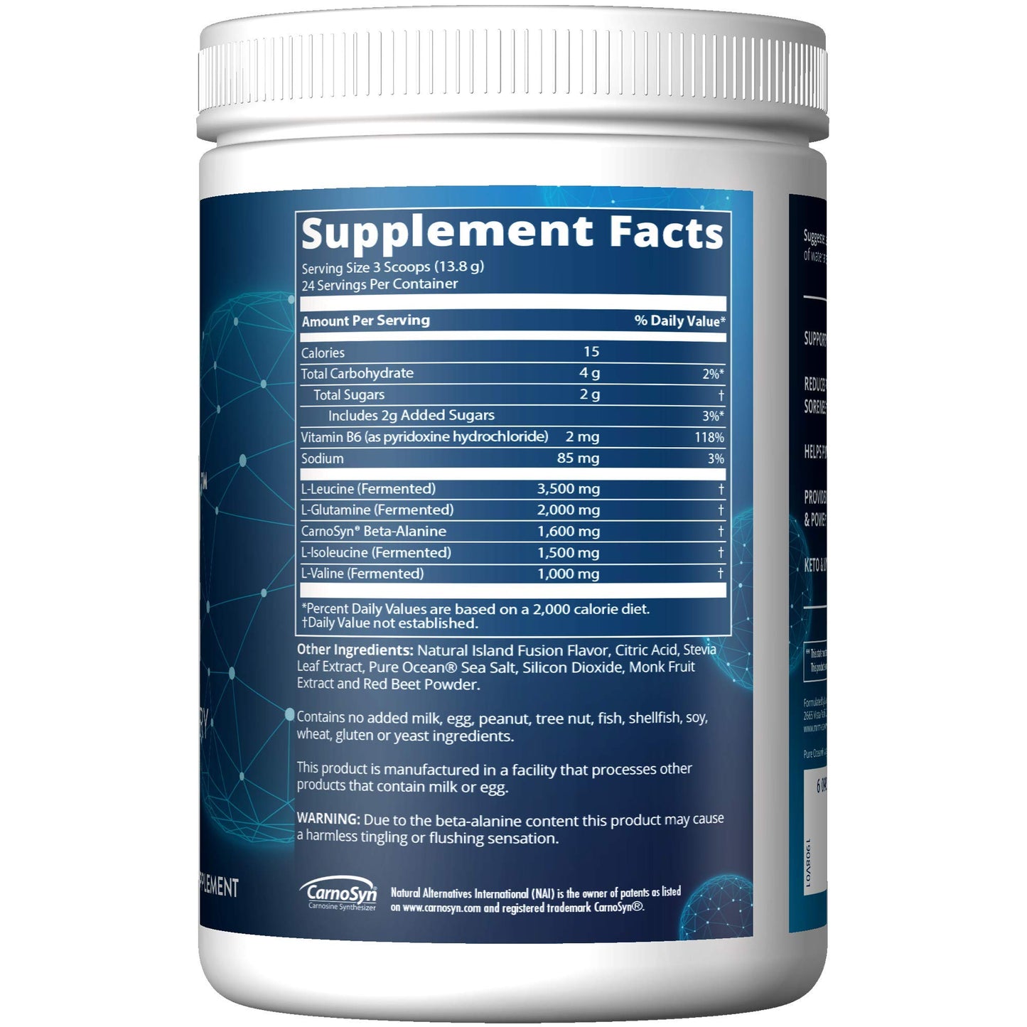 MRM BCAA+G Reload Post-Workout Powder Island Fusion Keto 11.6 Ounce