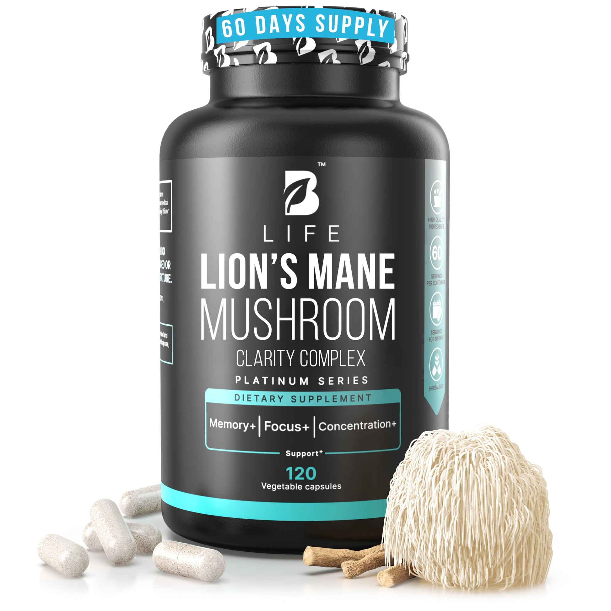 B Life Company Lion’s Mane Mushroom Capsules 120 Count