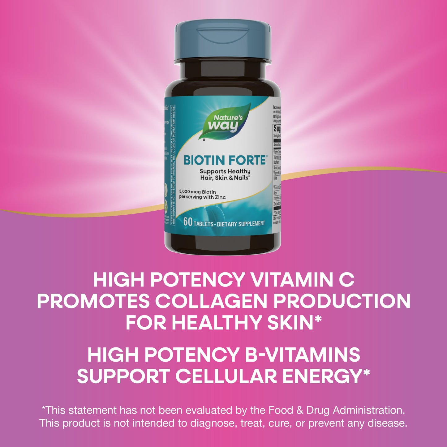 Nature's Way Biotin Forte Tablet, Supports Healthy Hair, Skin & Nails, 60 Count