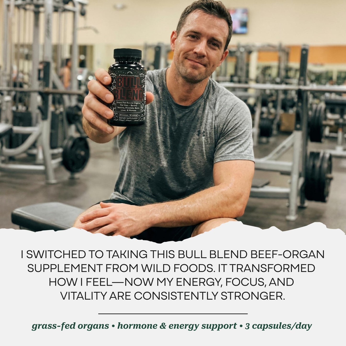 Wild Foods Wild Grass Fed Beef Organ Supplement for Men Prostate Health Capsules 90