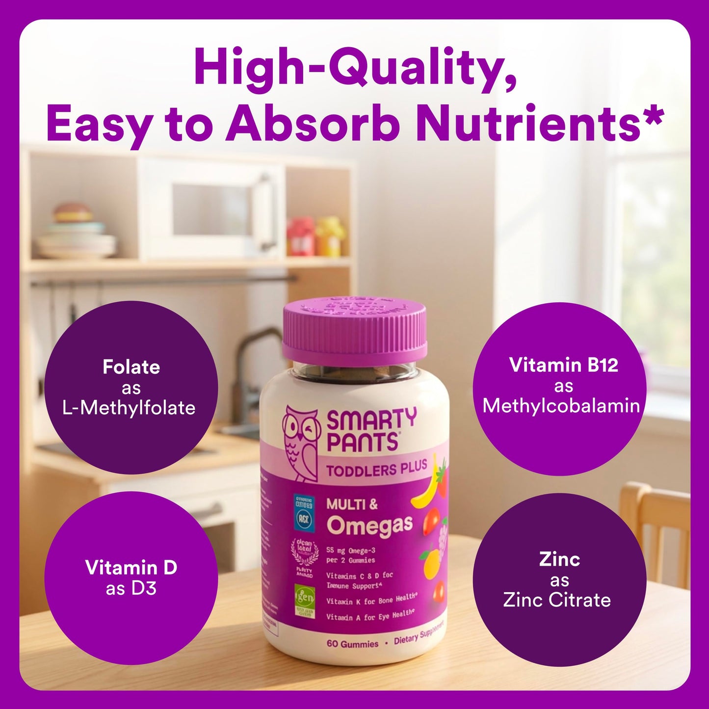 SmartyPants Toddler Multivitamin Gummy 120 Count