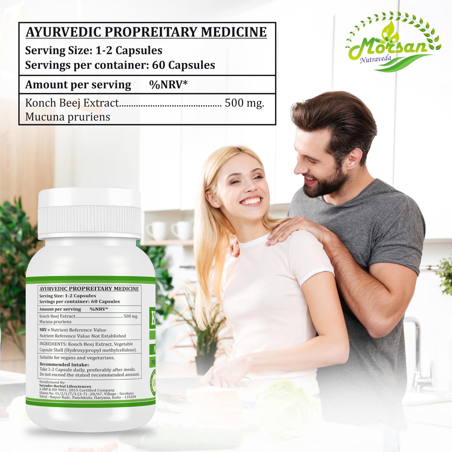 Morsan Nutraveda Mucuna Pruriens Extract Capsules, 240 Capsules