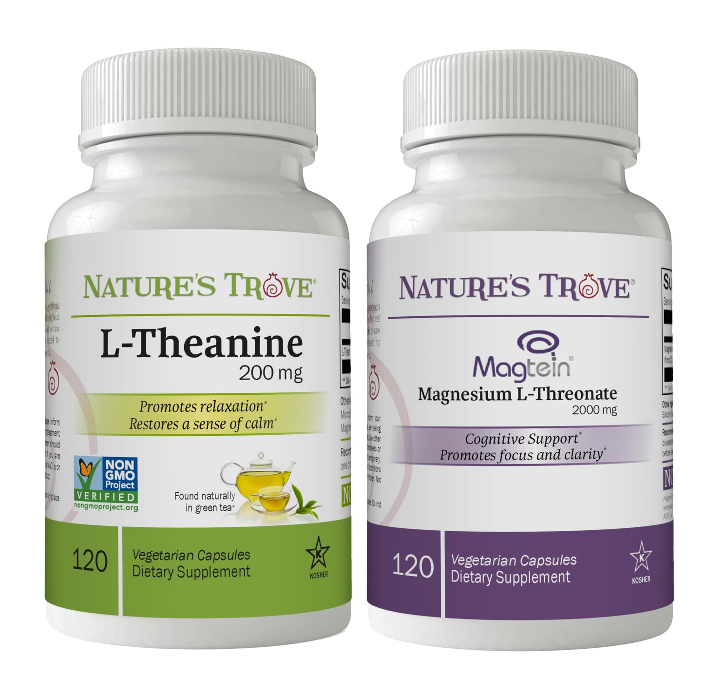 Nature's Trove L-Theanine & Magtein Magnesium L-Threonate Capsules, 240 Count