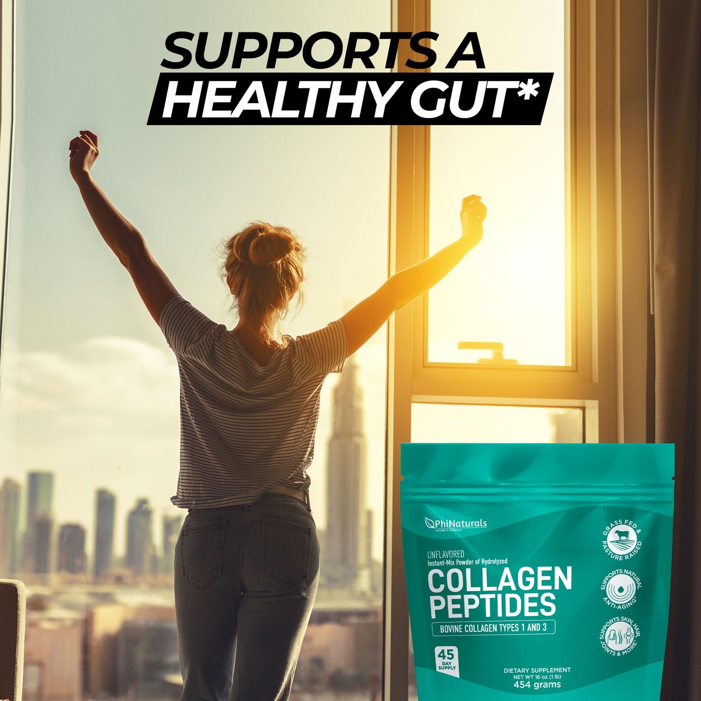 PhiNaturals Hydrolyzed Collagen Powder Supplement, 16 oz