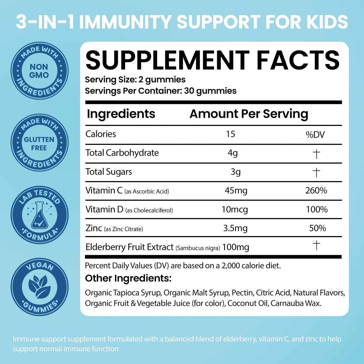 Terramed Just Think Comfort Elderberry Gummies for Kids with Vitamin C & Zinc, 60 Gummies
