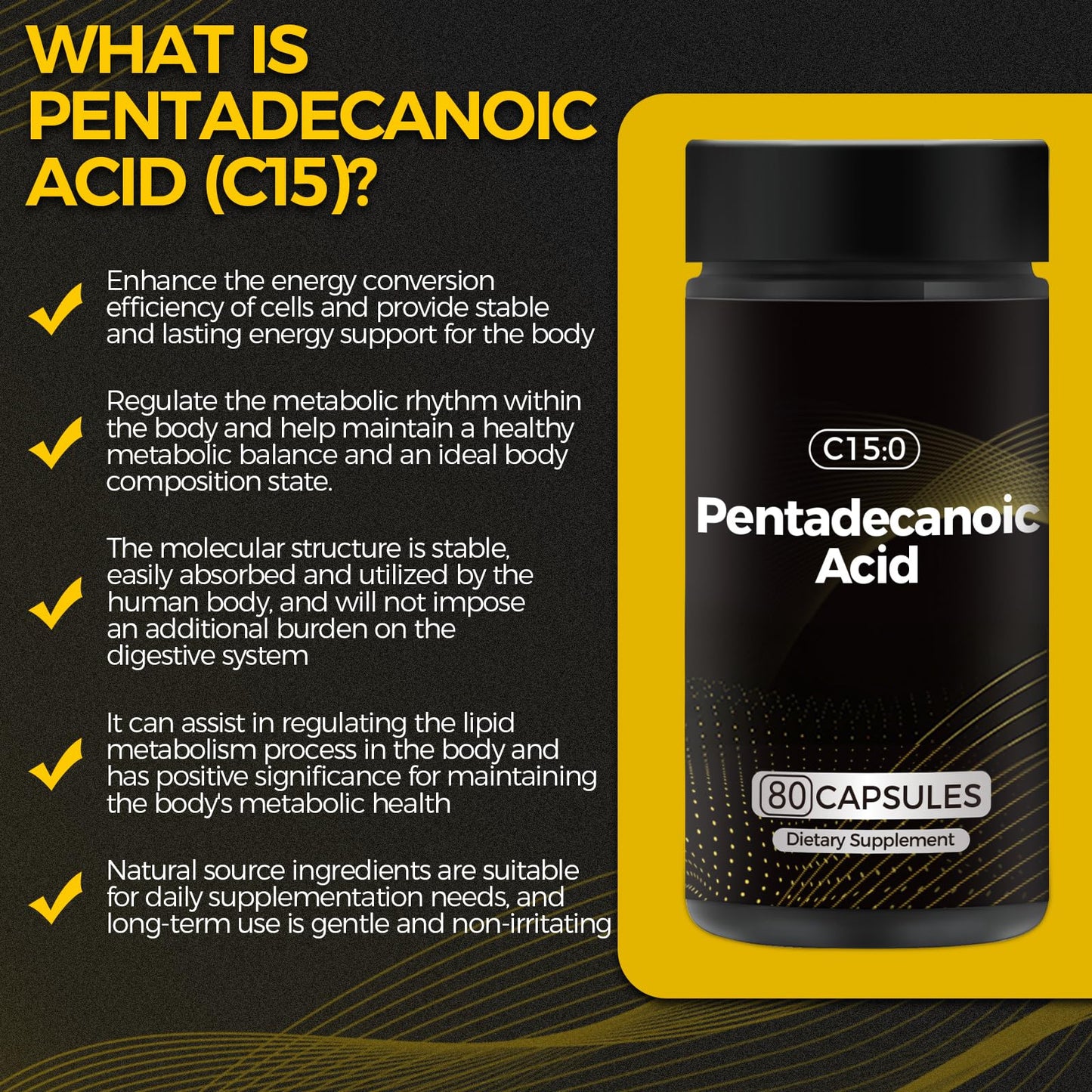 WAJ Pentadecanoic Acid, C15:0 Supplement 80 Capsules