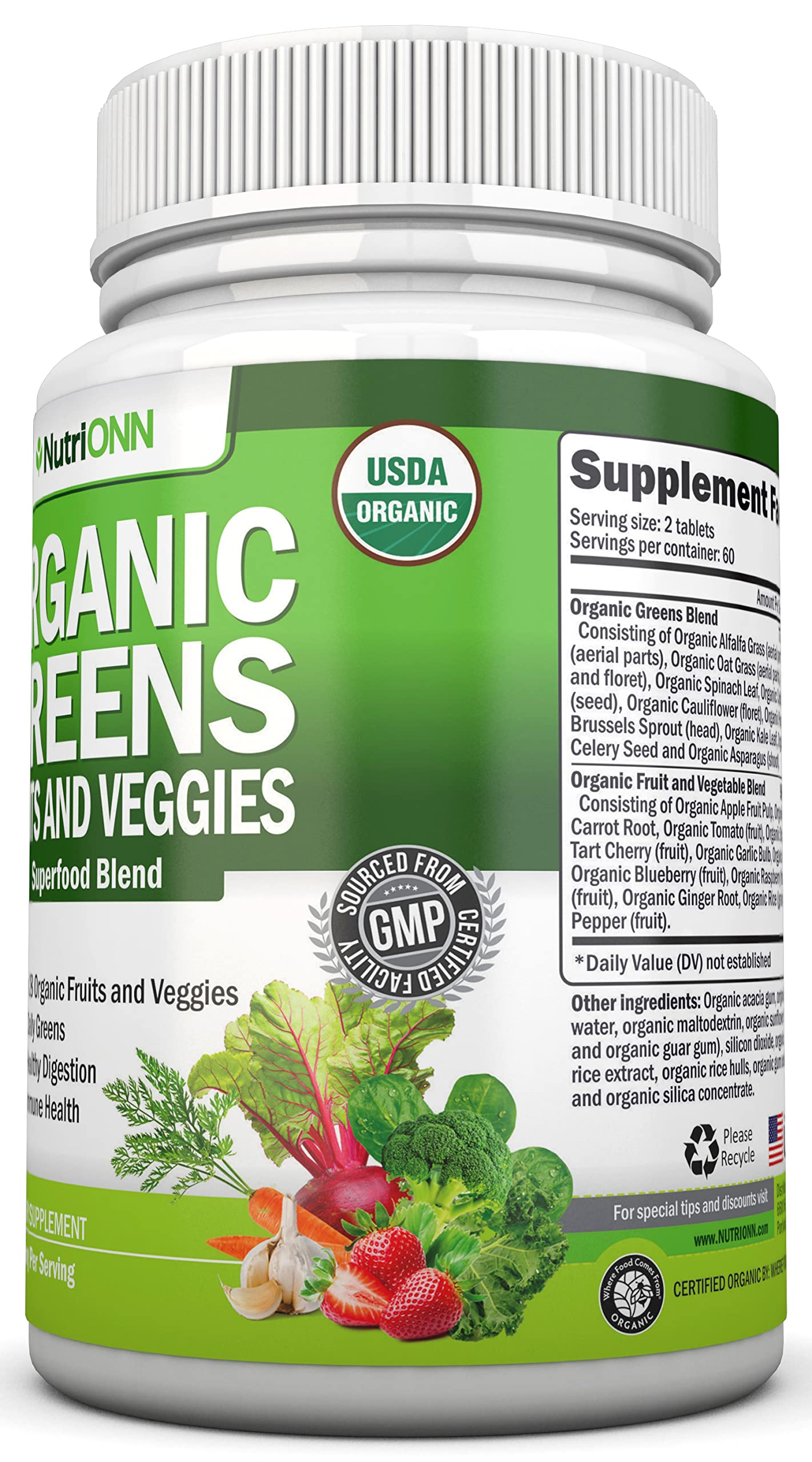 NutriONN Organic Super Greens Tablets 120