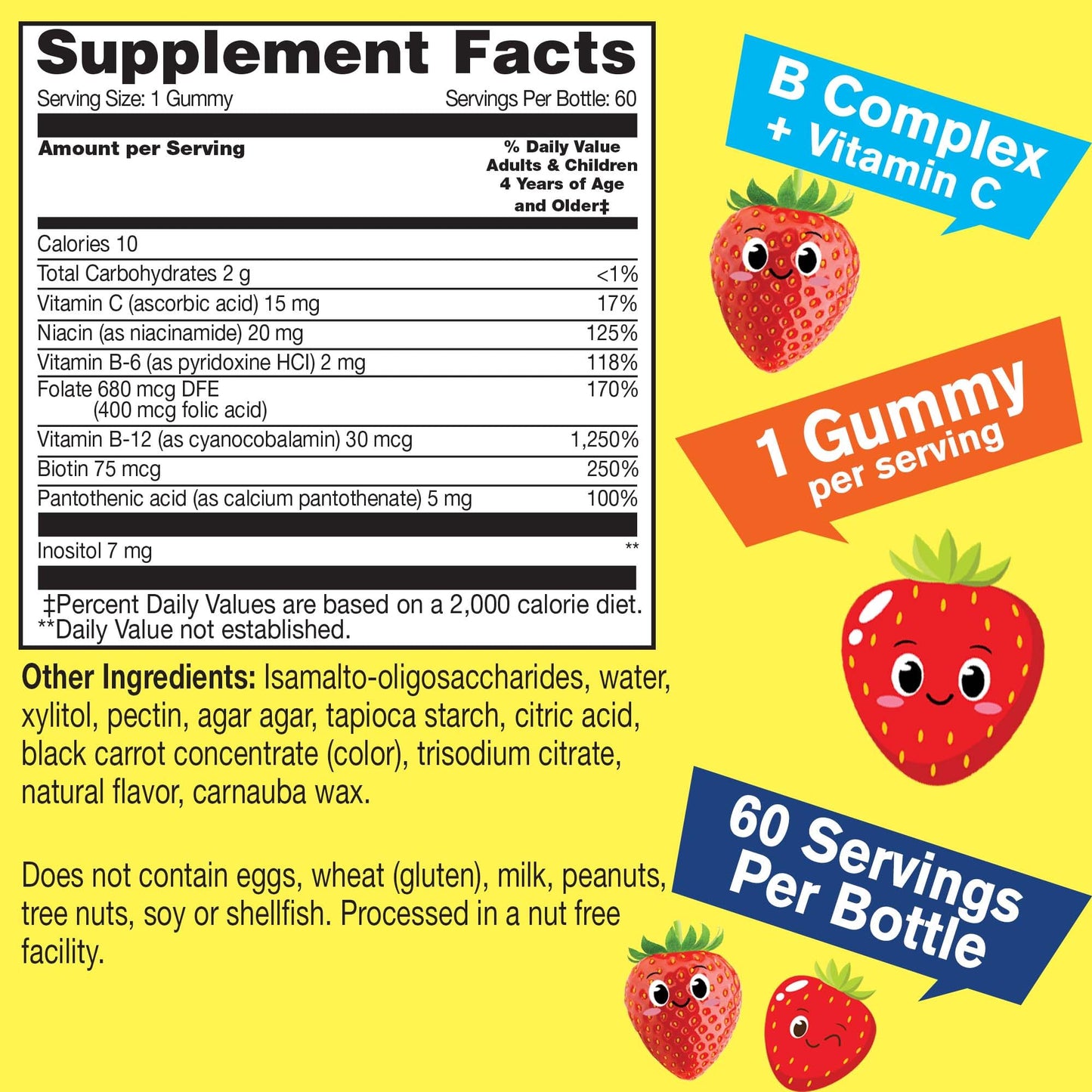 WellYeah Kids Vitamin B Complex Sugar Free Gummies 60 Count