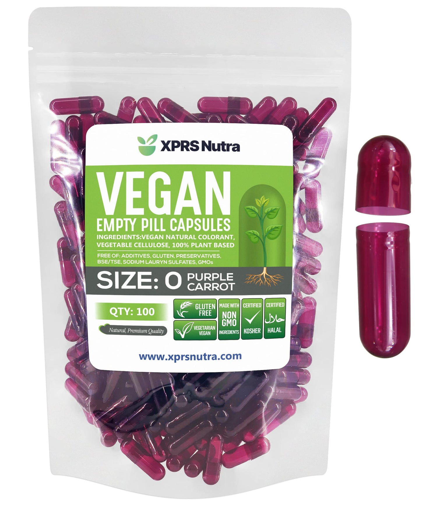 XPRS Nutra Size 0 Empty Capsules, 100 Count Capsule