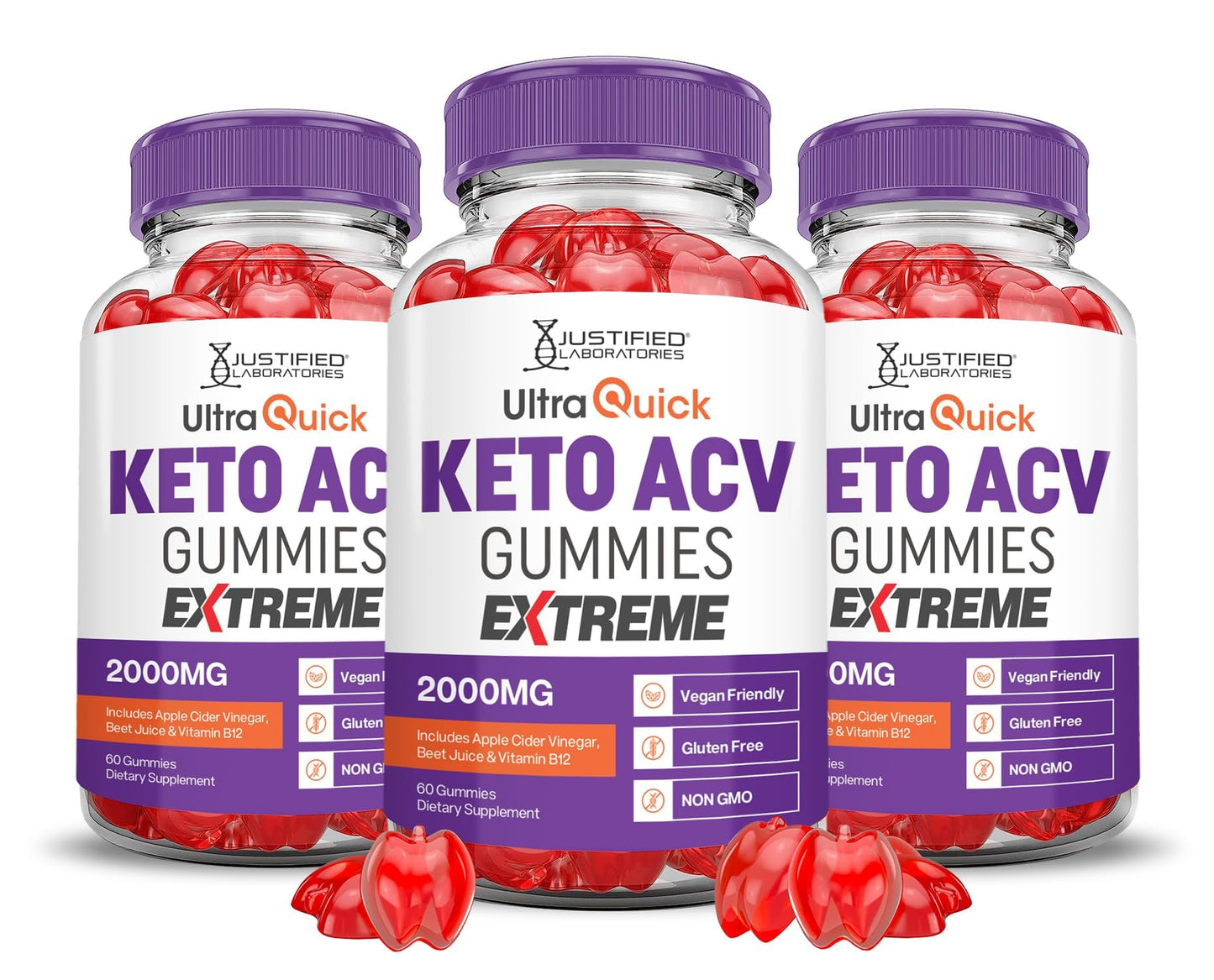Justified Laboratories Ultra Quick Keto ACV Gummies Extreme Gummy, 180 Count