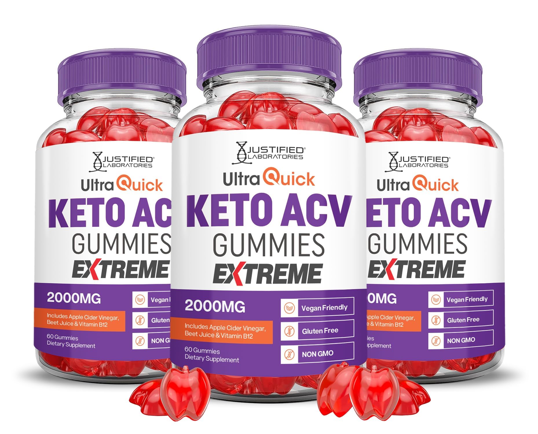 Justified Laboratories Ultra Quick Keto ACV Gummies Extreme Gummy, 180 Count