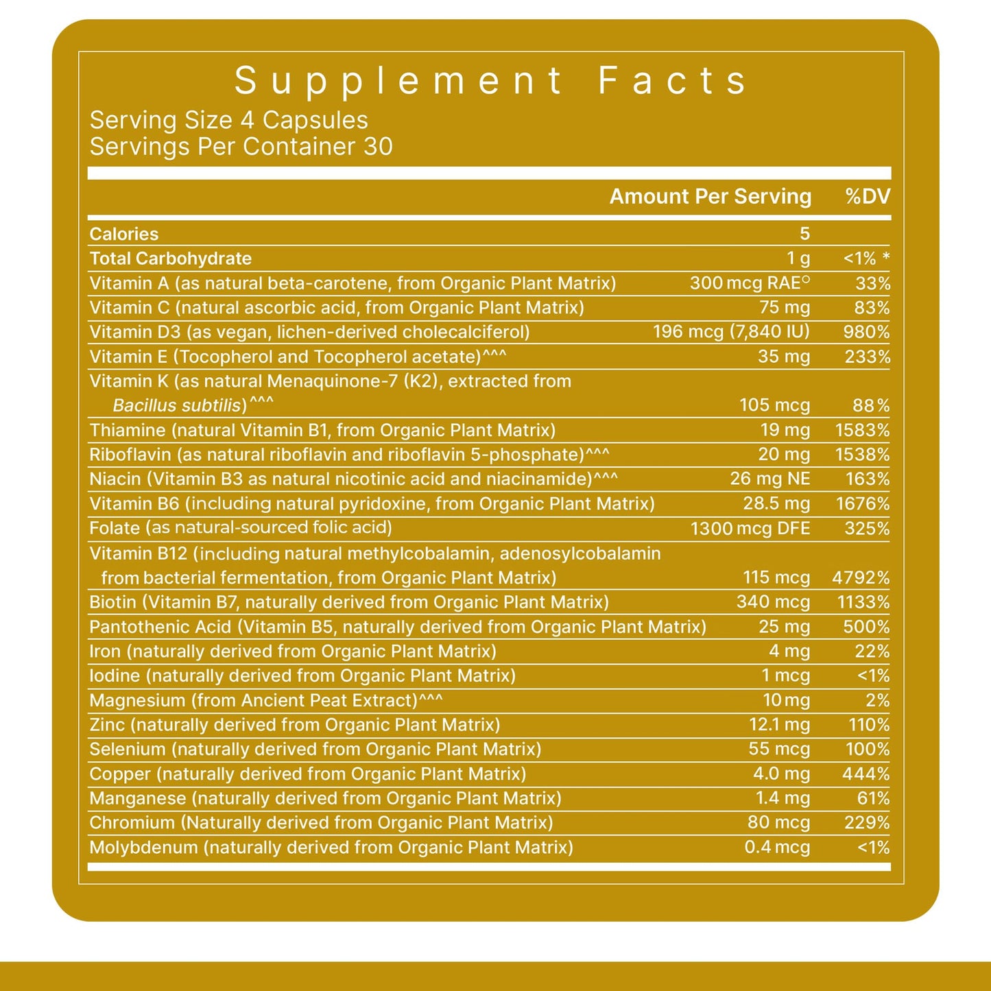 Premier Research Labs Multi-Vitamin - Immune, Brain & Heart Support with Prebiotics and Postbiotics, Vegan, Gluten & Soy Free, 120 Capsules