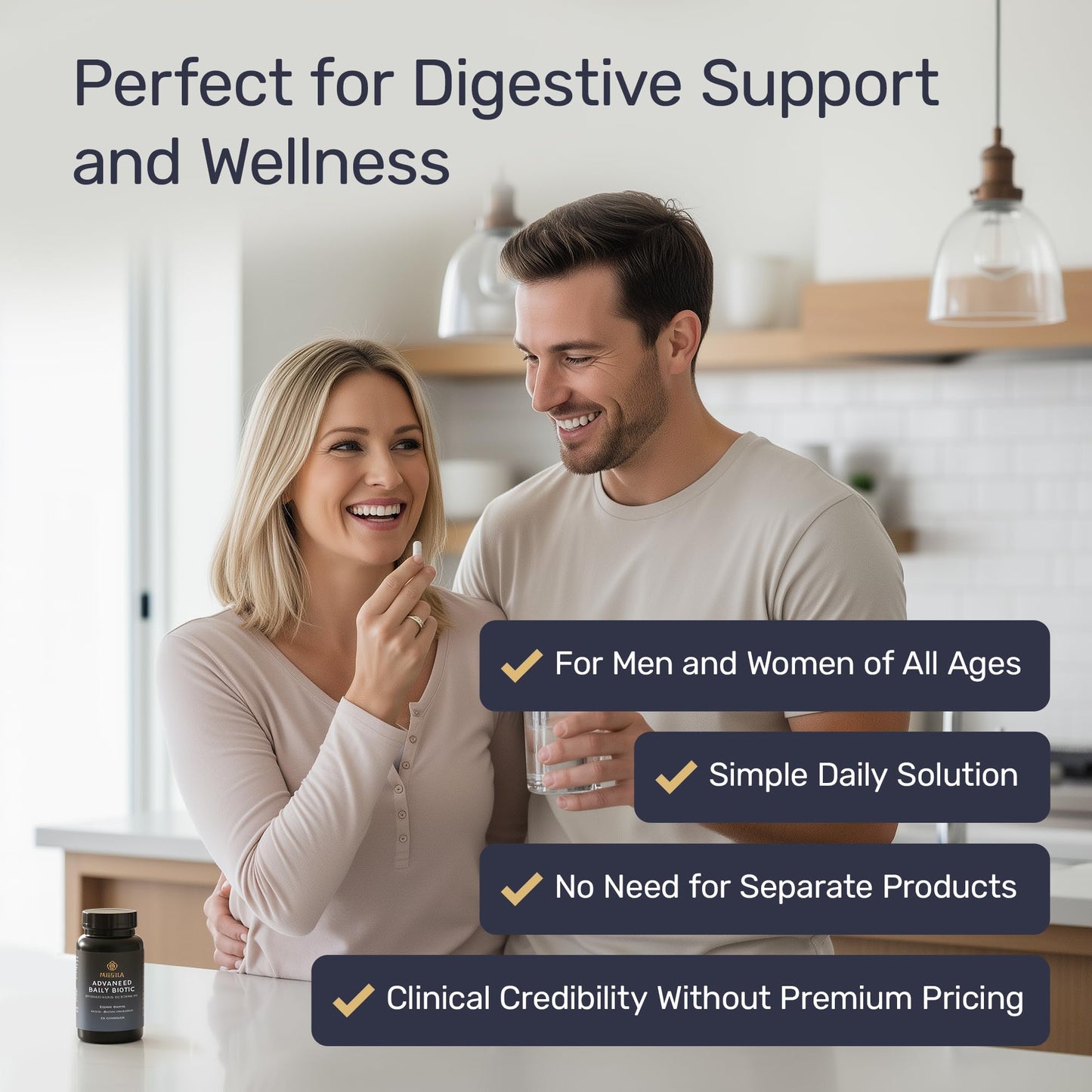 Inessa Daily Biotic Probiotics for Women Digestive Health with Delayed Release Technology, 10 Billion CFU, Lactobacillus Rhamnosus Strain 60, 60 Vegan Capsules