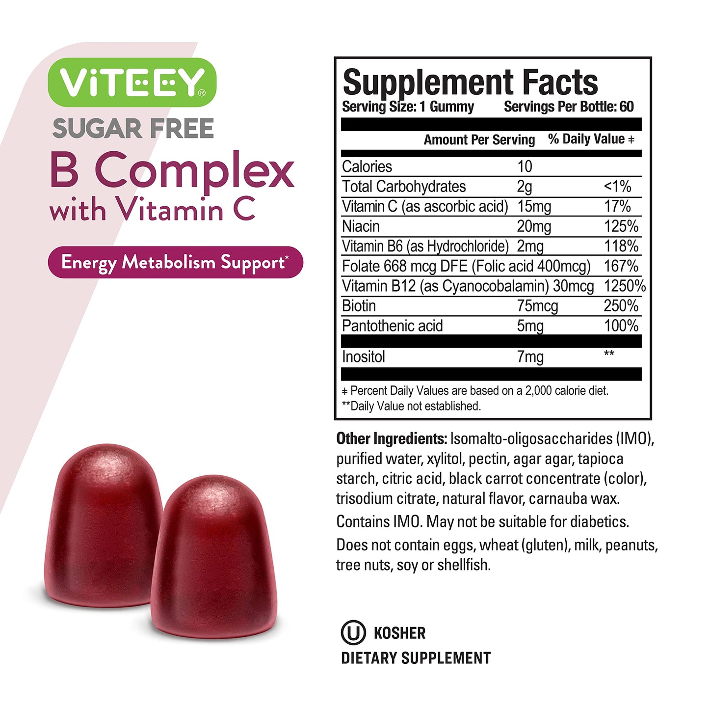 Viteey Vitamin B Complex Gummies with Vitamin C, 120 Gummies