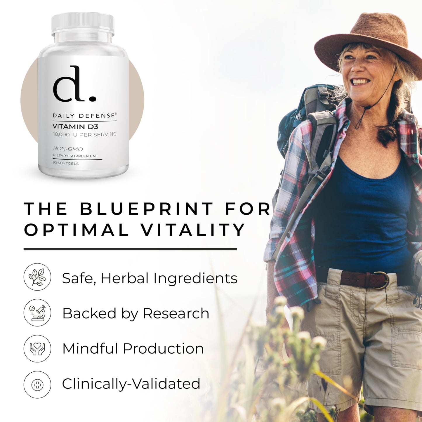 Daily Defense Immune Defense Vitamin D3 10,000 IU Tablets, 100 Count