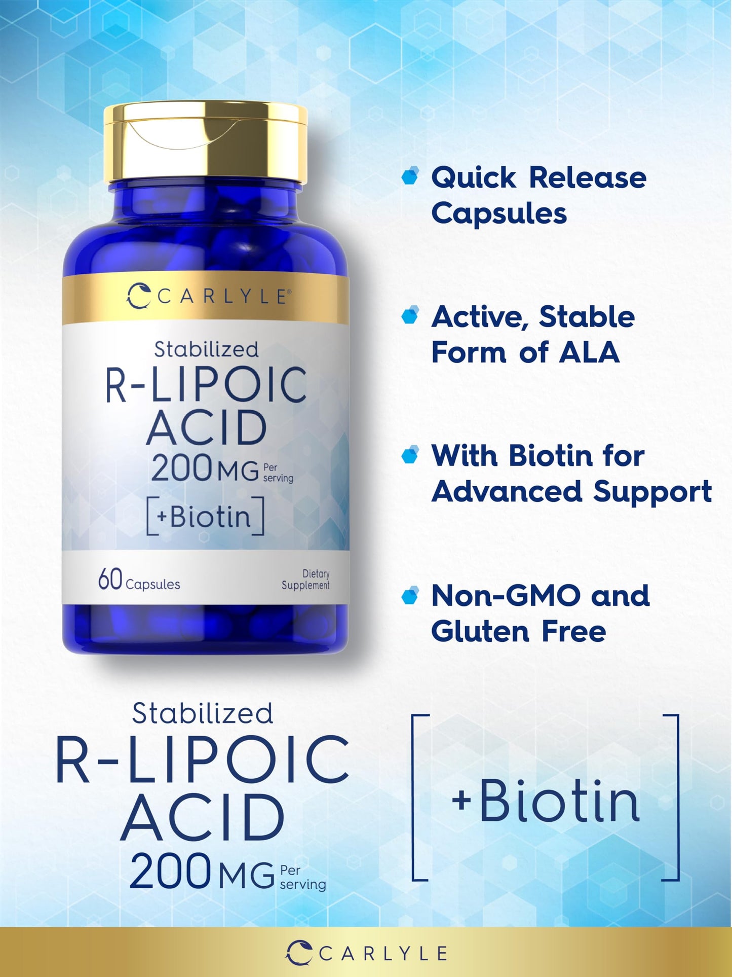 Carlyle R-Lipoic Acid 200mg Capsule, 60 Capsules