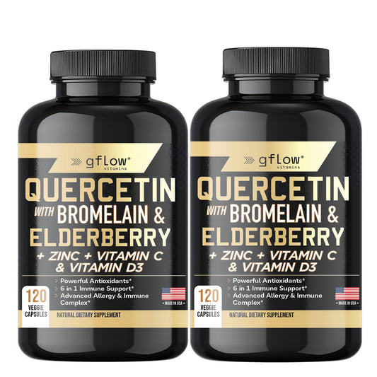gflow vitamins Quercetin with Bromelain Zinc Vitamin C Vitamin D Elderberry Capsules 240