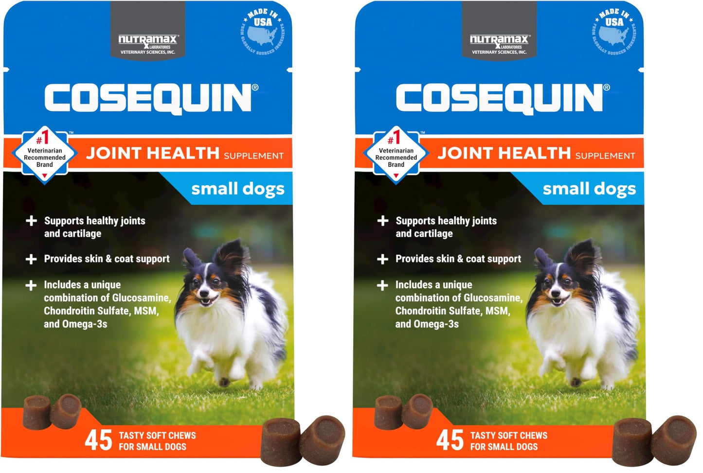 Nutramax Laboratories Cosequin for Small Dogs Joint Health Supplement with Glucosamines, Chondroitin, MSM and Omega-3s Soft Chews, 90