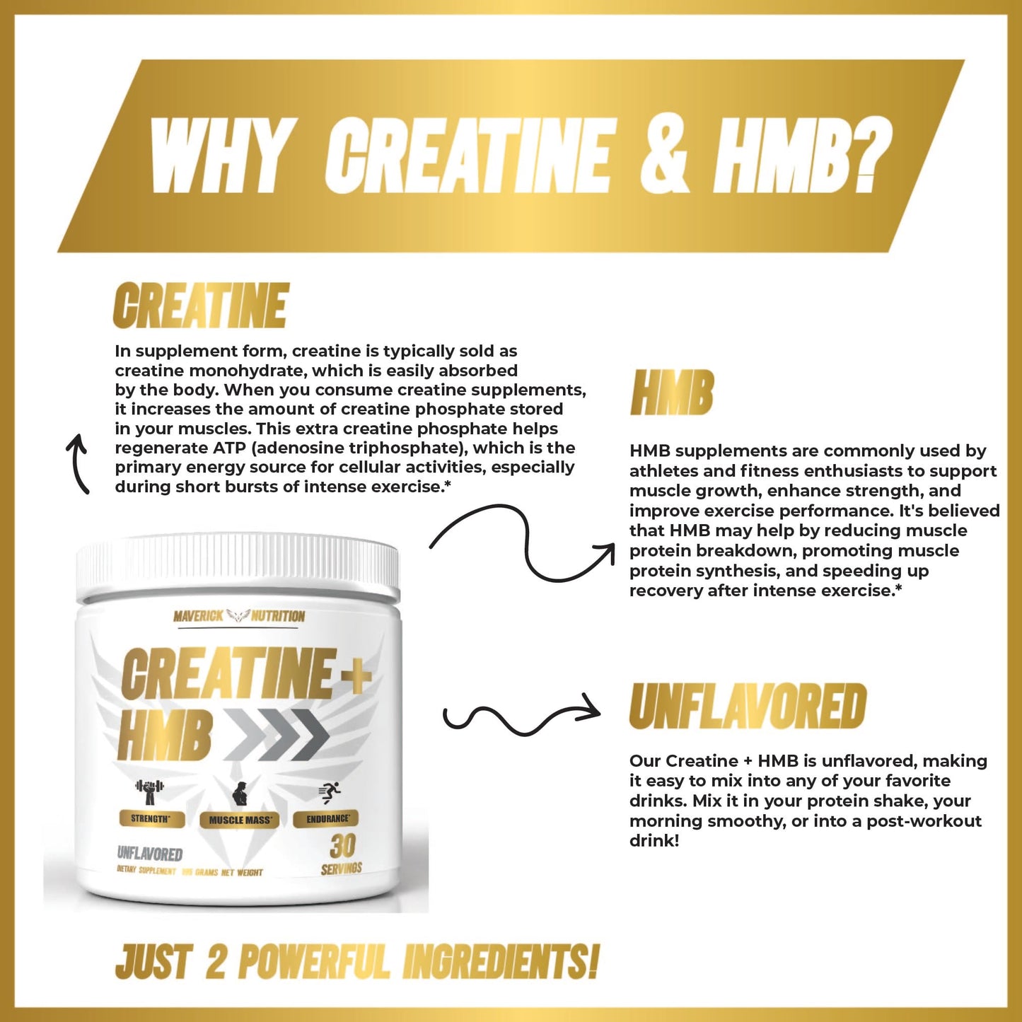 Maverick Nutrition Creatine HMB Powder 6.8 Ounce