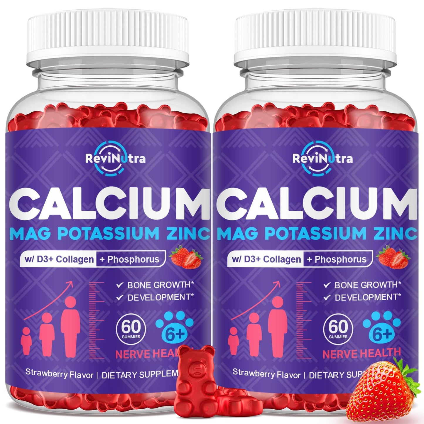 ReviNutra Calcium Potassium Magnesium Gummies 120 Count
