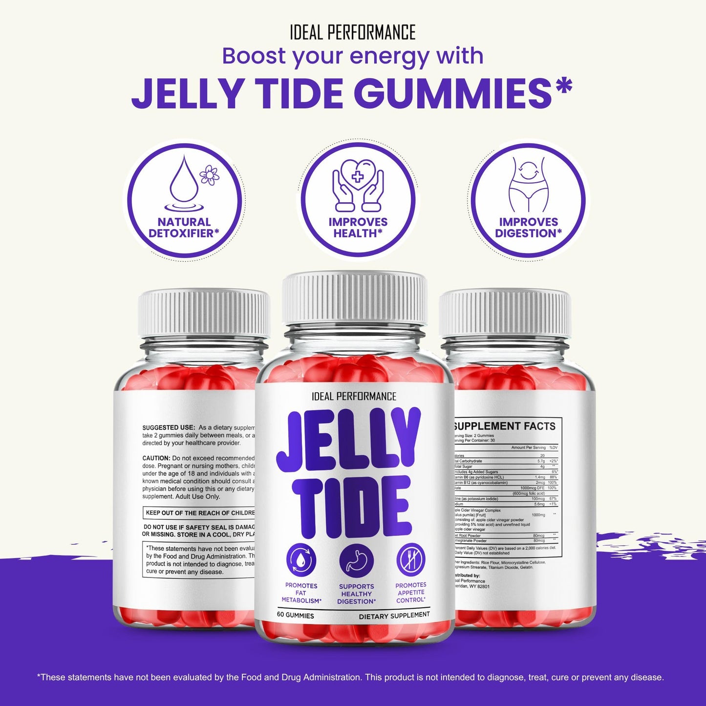 IDEAL PERFORMANCE Jelly Tide Keto ACV Gummies 60 Count