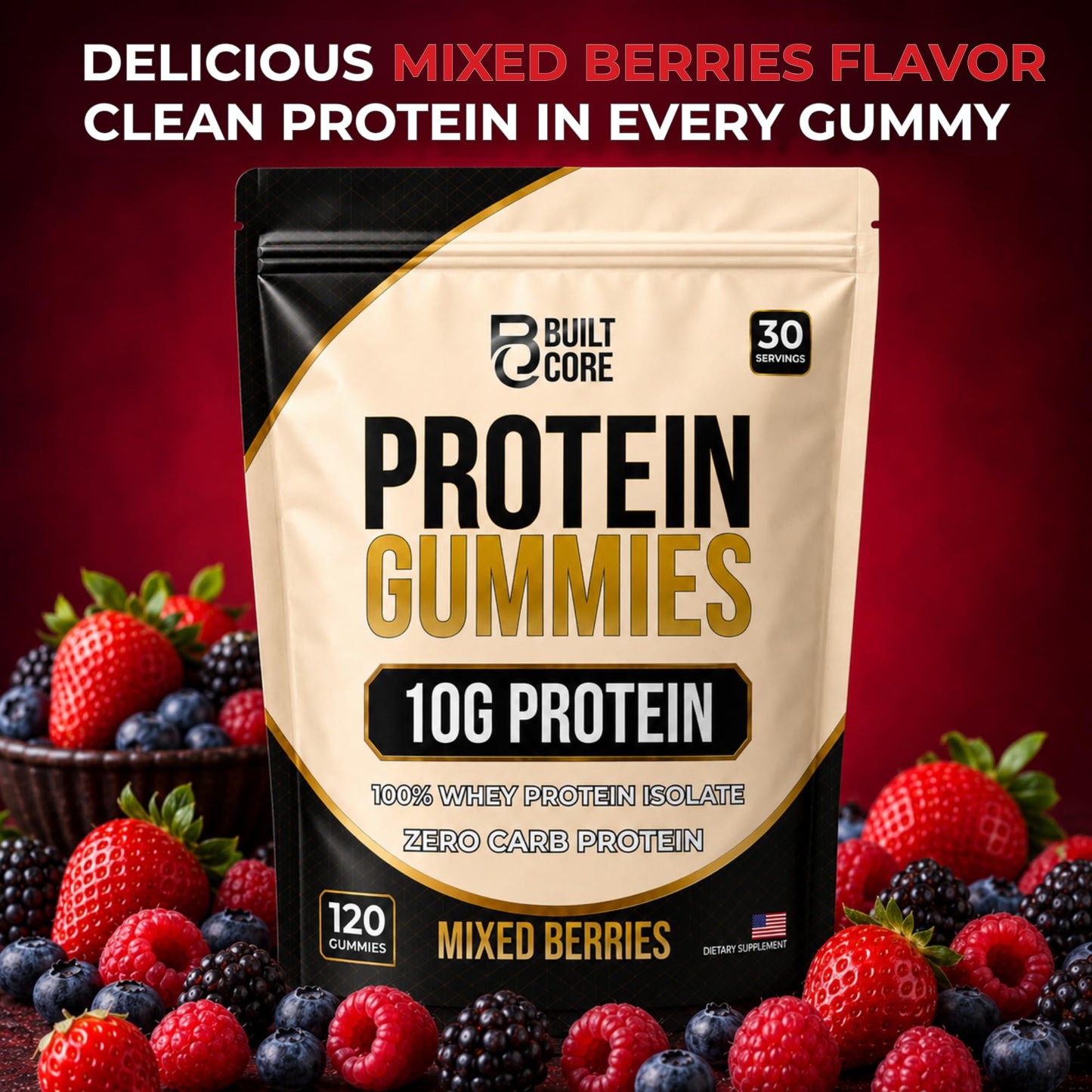 BuiltCore Whey Isolate Protein Gummies, 120 Count