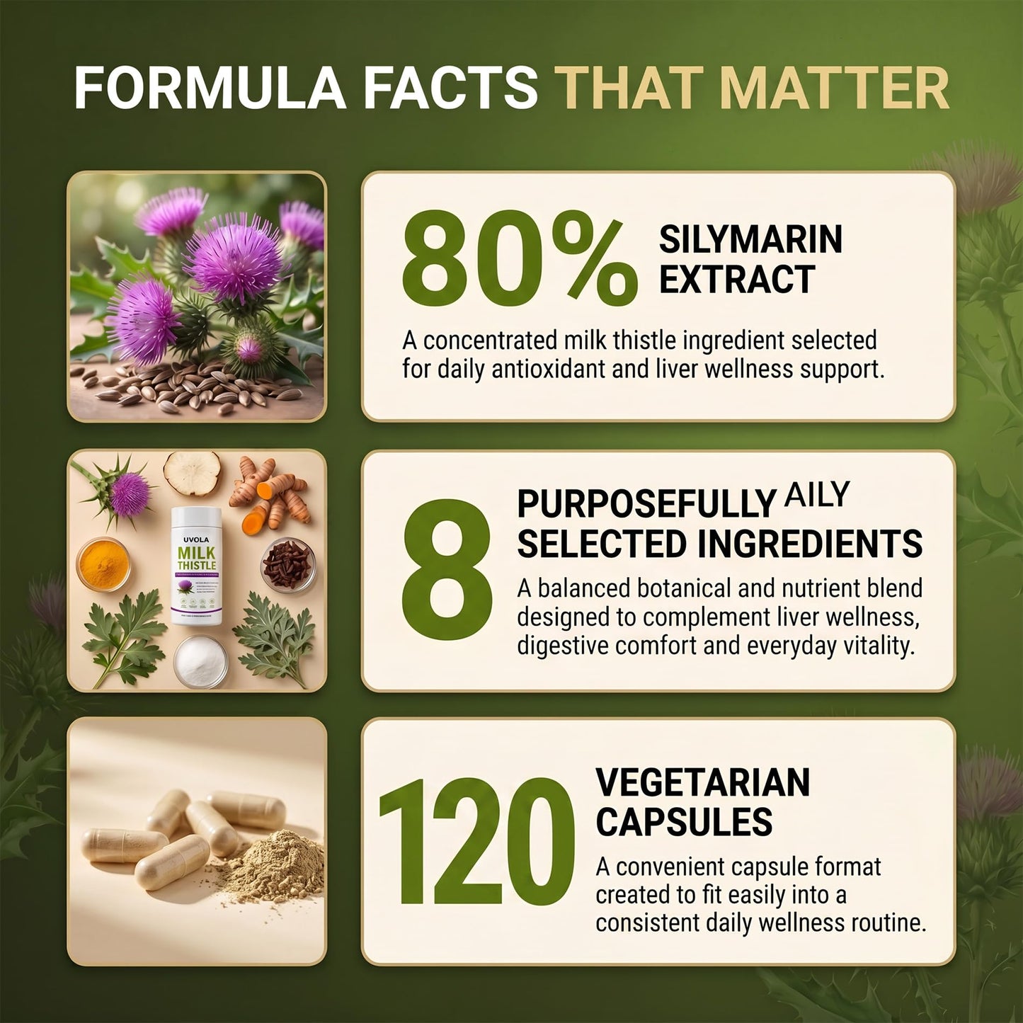 Uvola Milk Thistle Liver Support Supplement Capsule 120 Count