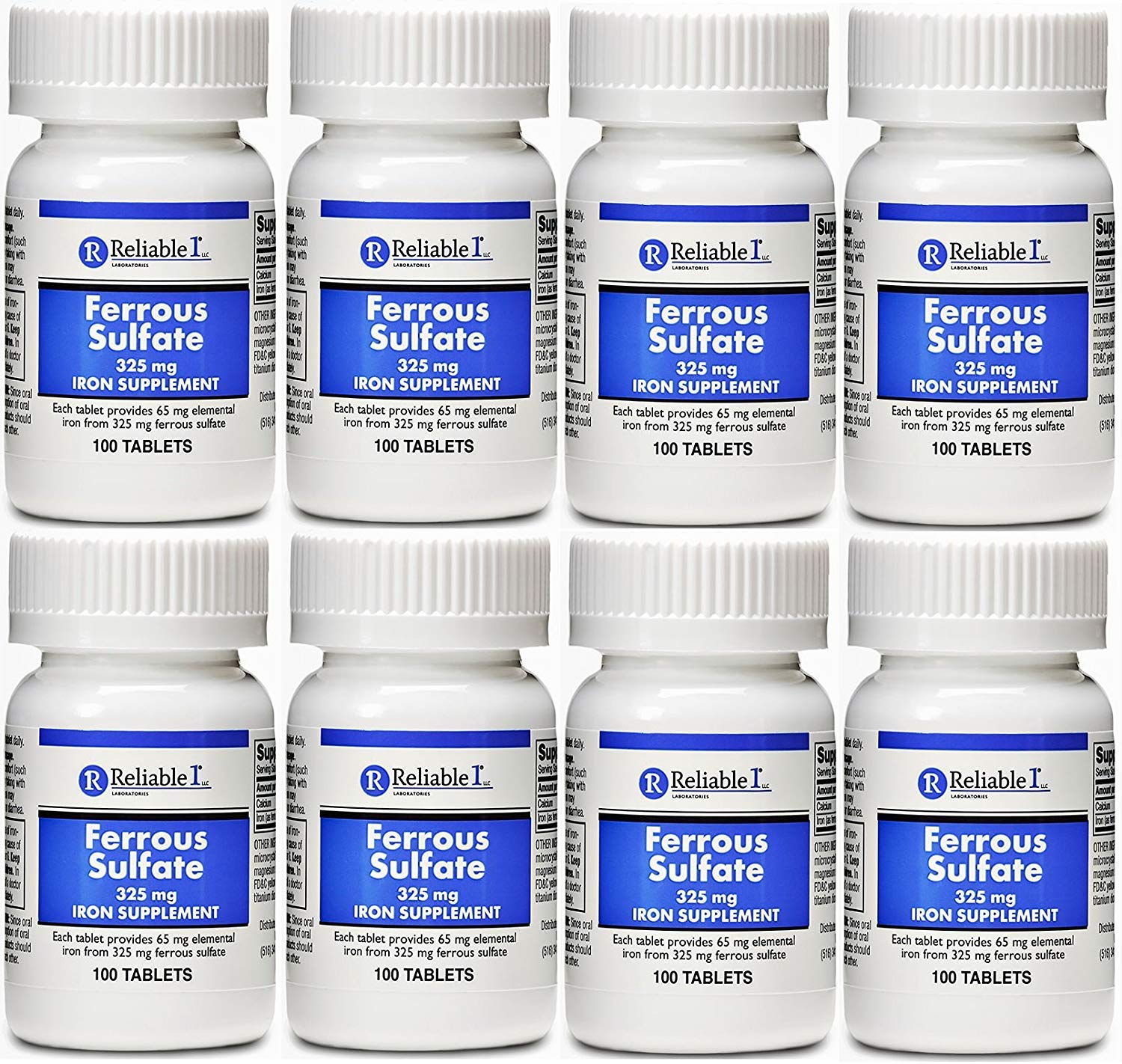 Reliable-1 Laboratories Ferrous Sulfate Iron 325 mg Tablets 100 Tablets