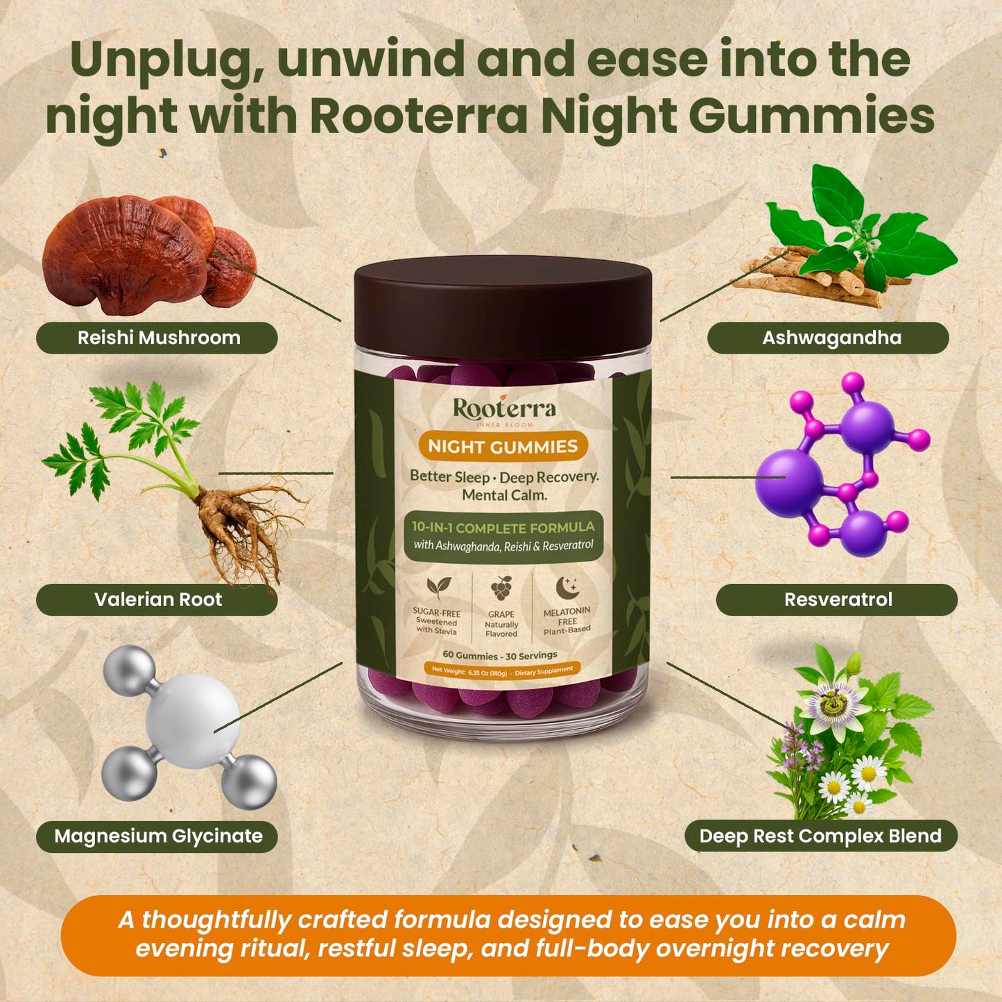 Rooterra Inner Bloom Night Gummies 60 Gummies
