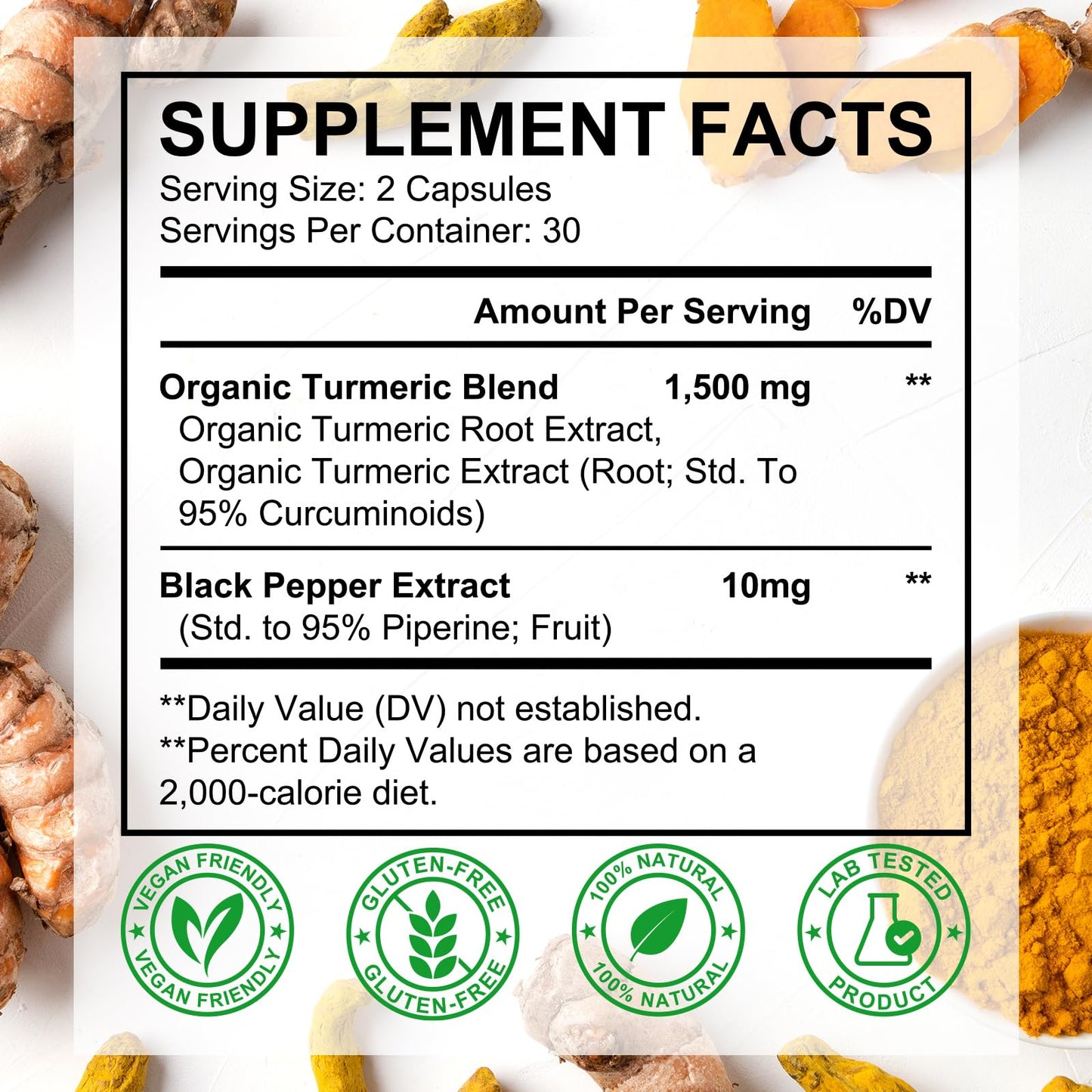 Vceeoy Turmeric and Ginger Capsule 1500mg with Black Pepper Extract & 95% Curcuminoids, Joint Pain Support, 1 Count